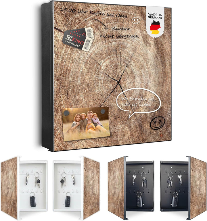 banjado Grosser Schlüsselkasten Metall - Schlüsselbox 30x30cm mit 32 Haken - Schlüsselkasten modern