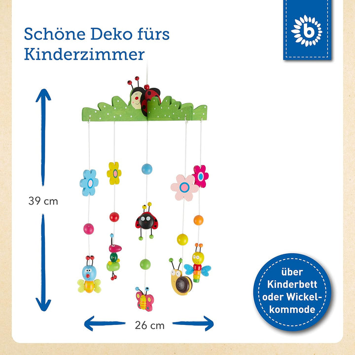 Bieco 3D Baby Mobile Ø ca. 26 cm | Edition Käferchen aus Holz | Mobile Baby Mädchen/Mobile Baby Jung