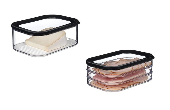 Mepal – Käse- und Wurstdosen-Set Meat and Cheese Nordic Black – Modula Vorratsdosen Set mit Deckel –