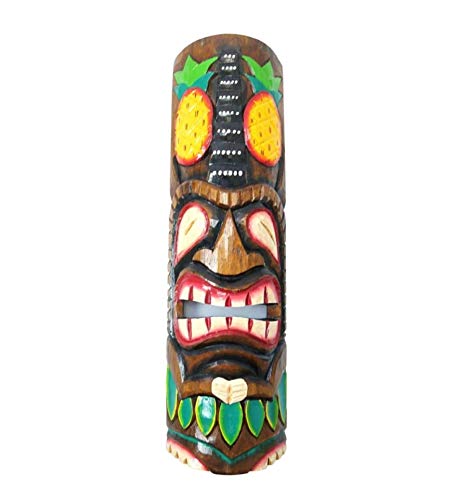Maske Tiki, Höhe 50 cm, Holz, Motiv Ananas. Wanddekoration Tiki Bar.
