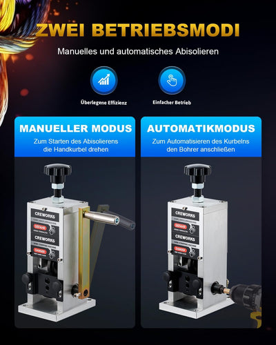 CREWORKS Manuelle Kabelabisoliermaschine 3 Einzugslochplatte 1,5-25mm Kabelschälmaschine Kabel 5 Zuf