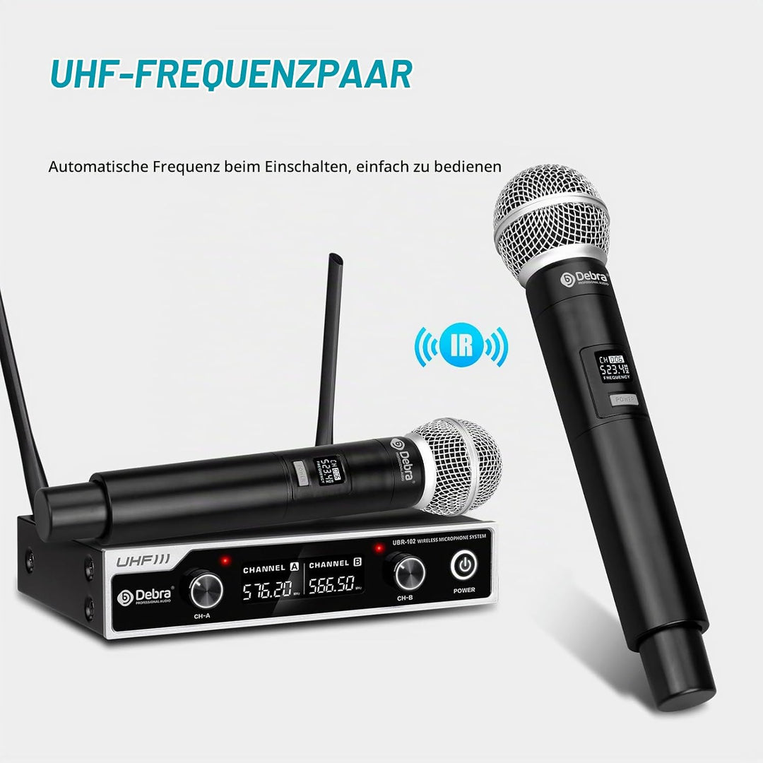 Wireless Microphone Set,Debra UHF Handheld Mikrofon Kabellos,80M ständige Übertragung,für Kirche, Ta