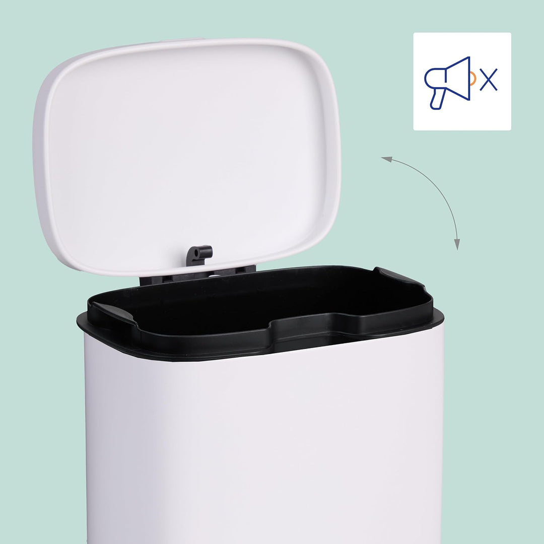 Relaxdays Kosmetikeimer Wandmontage, 3 Liter, Absenkautomatik, Inneneimer, Metall, eckiger Badezimme