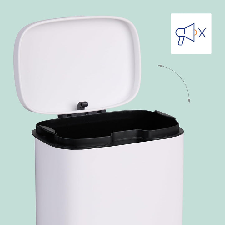 Relaxdays Kosmetikeimer Wandmontage, 3 Liter, Absenkautomatik, Inneneimer, Metall, eckiger Badezimme