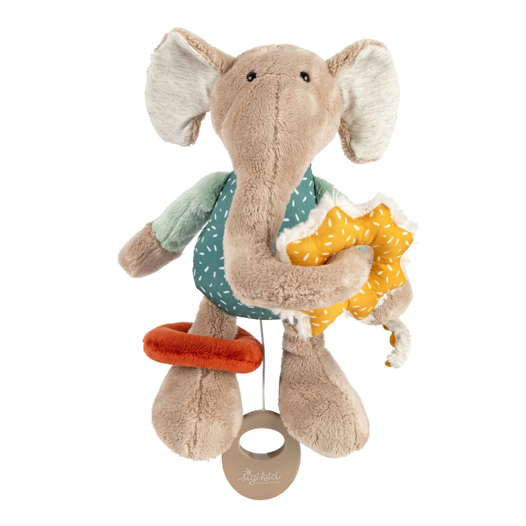 sigikid 43164 Babyaktivspielzeug Stofftier Elefant, Mint/grau, Mint/Grau