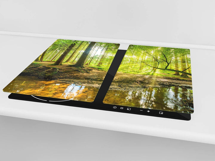 Küchenbrett aus Hartglas und Kochplattenabdeckung SINGLE mit 60 x 52 cm und DOUBLE - zwei Bretter mi
