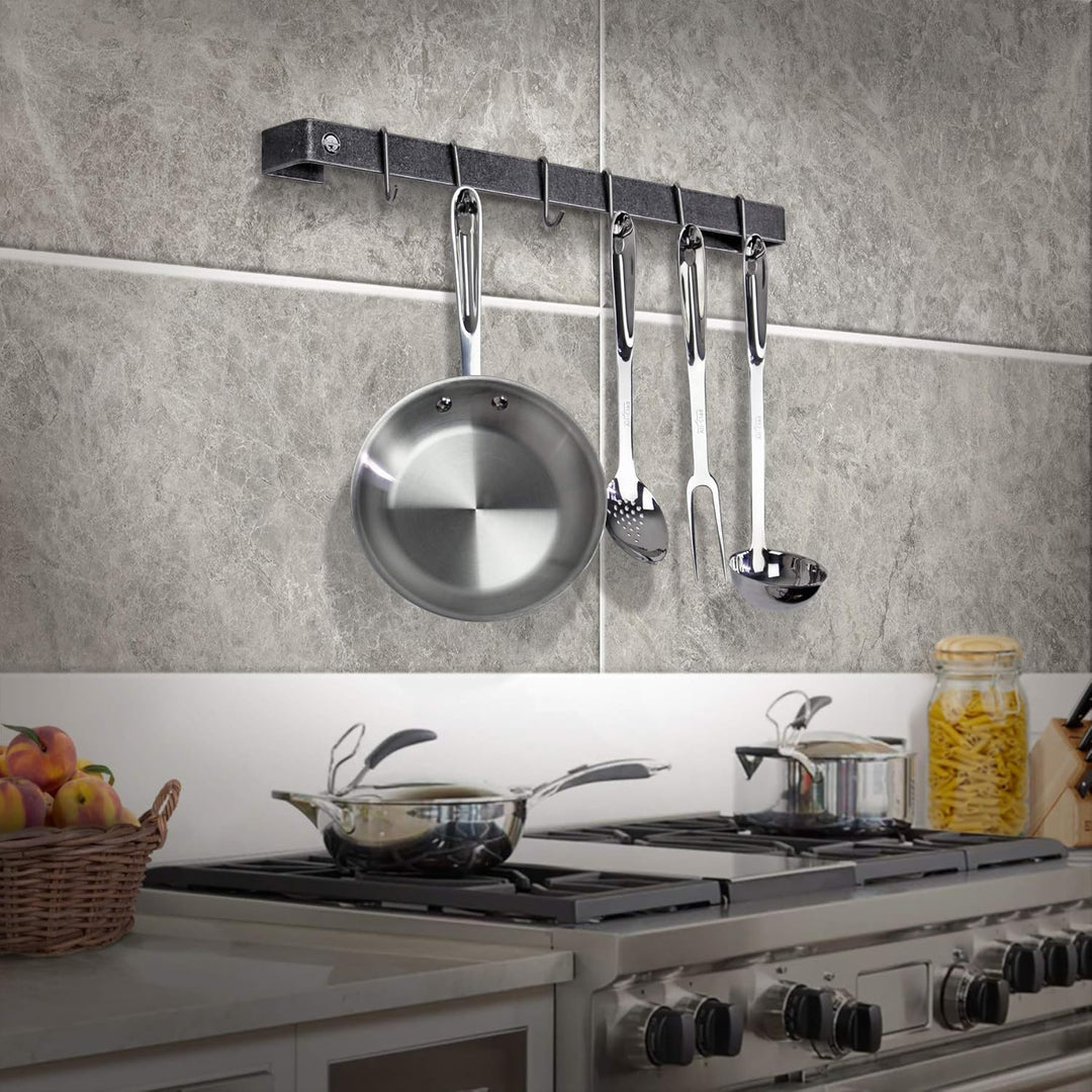 Enclume Premier 24-Inch Utensil Bar Wall Pot Rack, Hammered Steel, Hammered Steel