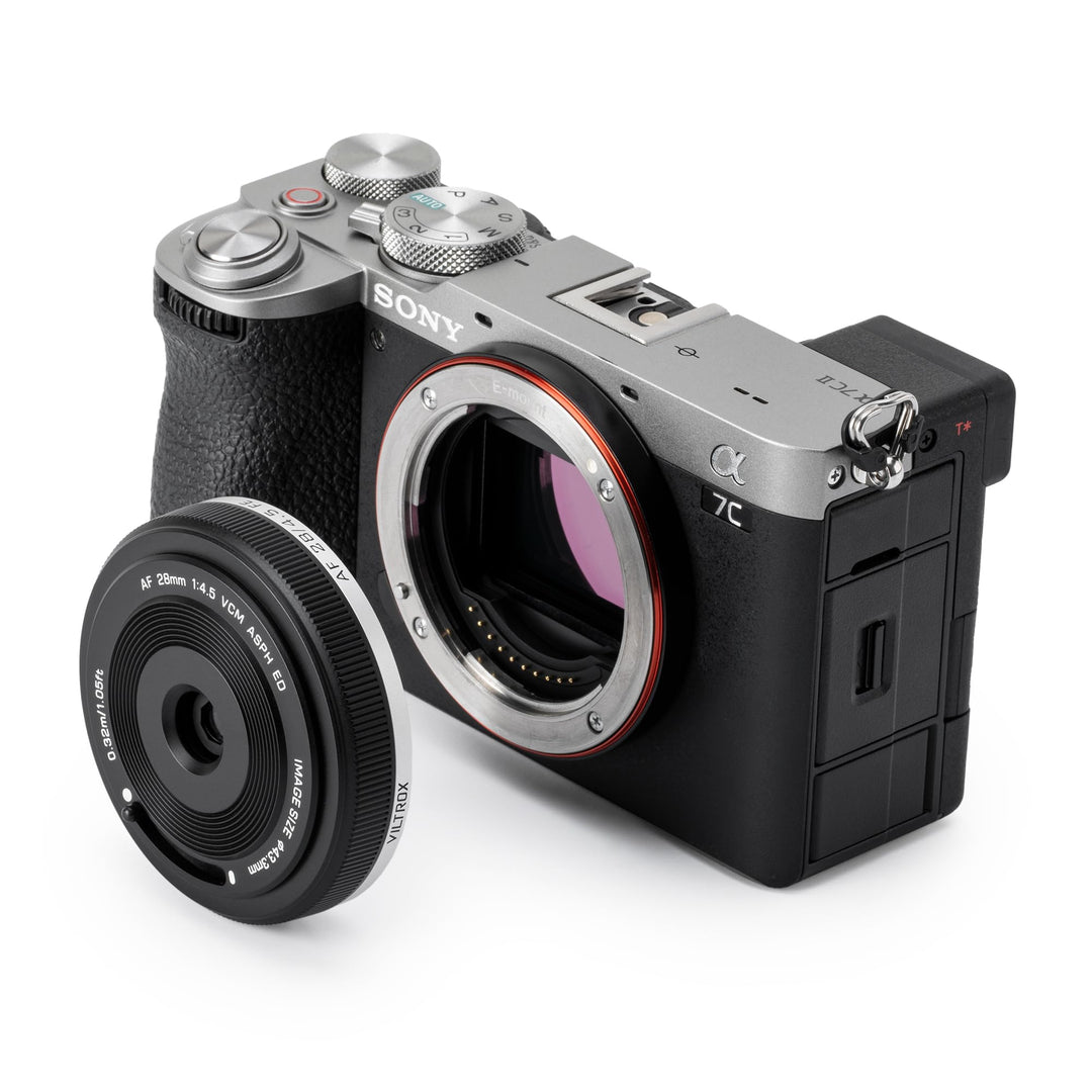 VILTROX 28mm f4.5 Pancake Objektiv für Sony E, Autofokus 28mm f/4.5 FE Chips-Size Ultra-Thin Full Fr