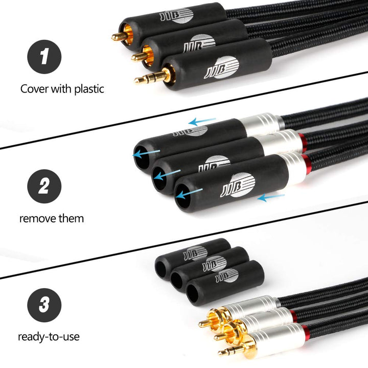 JIB Boaacoustic BlackBerry Cinch auf Klinke 3,5mm Kabel, 4N OFC Hi-Fi-Buchse 3,5 mm auf 2X Cinch-Y-K