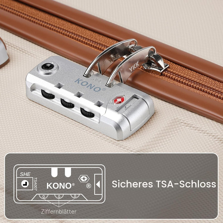 Kono Koffer, leichte ABS-Hartschale, Handgepäckkoffer für Flugzeugkabine mit TSA-Schloss, Gepäcksets