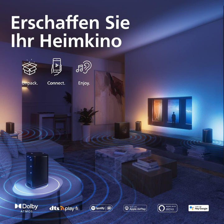 Philips Fidelio FW1 Kanal Kabelloser Subwoofer | 420 W | Cinematischer Sound | tiefer Bass für Heimk