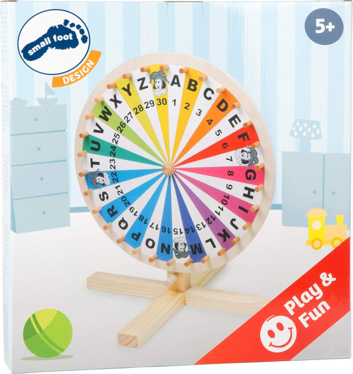 small foot Glücksrad aus Holz, auf jeder Tischplatte spielbar, Spielspass für die ganze Familie, ab