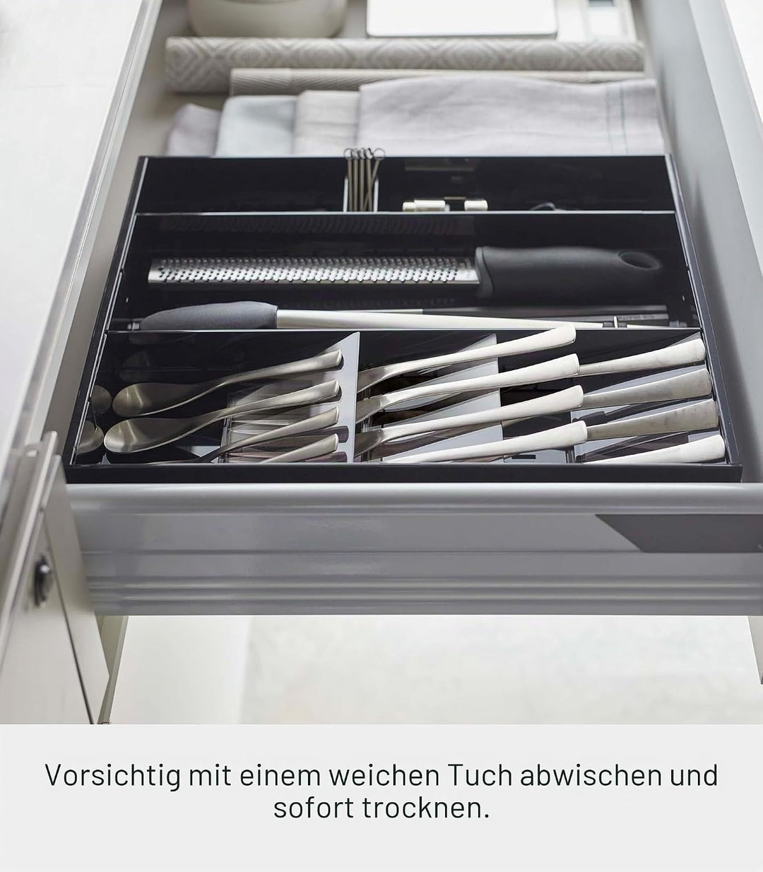 YAMAZAKI TOWER 5416 Ausziehbarer diagonaler Besteckkasten, Schwarz, One Size, Schwarz