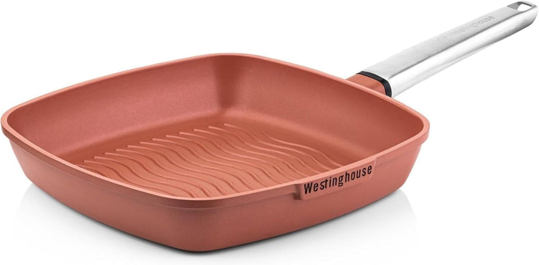 Westinghouse PERFORMANCE SERIES Grillpfanne, Grosse Bratpfanne 28 cm mit Edelstahl-Griff für Indukti