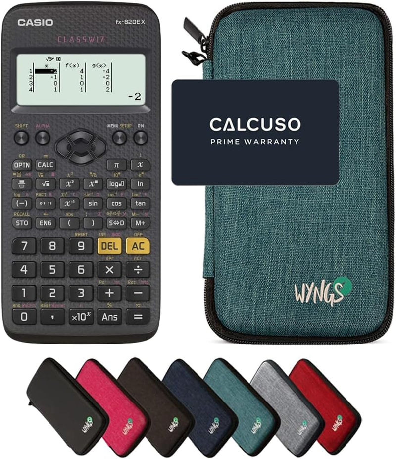 CALCUSO Sparpaket: Casio FX-82DE X technisch-wissenschaftlicher Taschenrechner + WYNGS Schutztasche