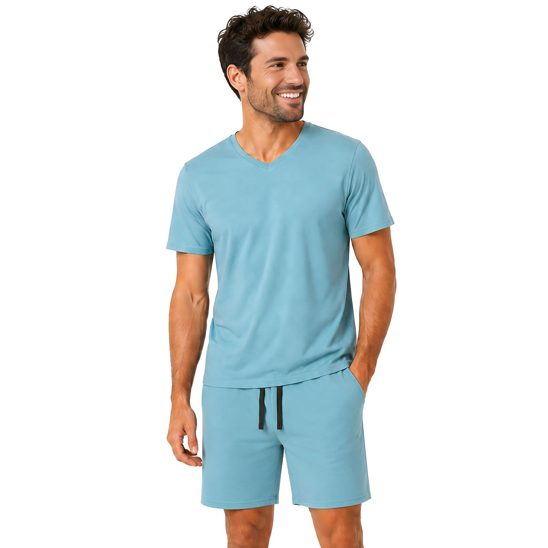 Light &amp; Shade Pyjama-Set mit Oberteil und kurzer Hose für Herren, Blau, XL XL Blau, XL Blau