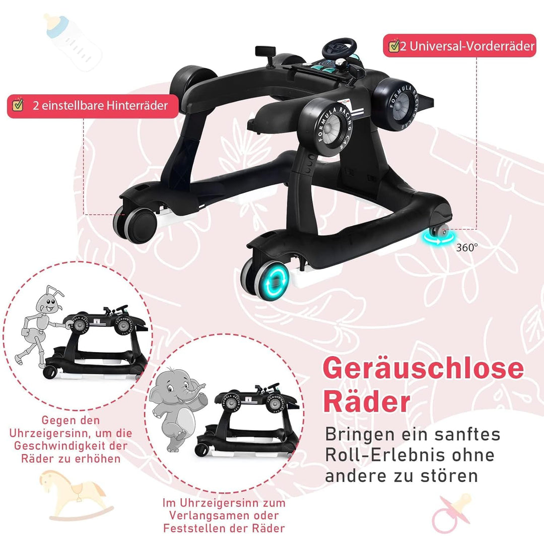 FANTASK 4 in 1 Lauflernhilfe, Lauflernwagen klappbar mit einstellbarer Höhe & Geschwindigkeit, Baby