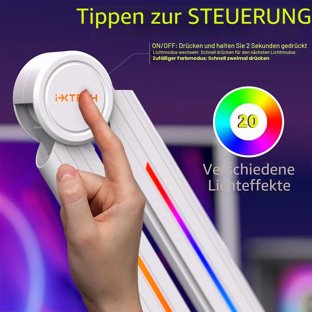 IXTECH RGB Mic Boom Arm High Profile, Overhead Boom Arm Mikrofonständer Schreibtischhalterung, verst