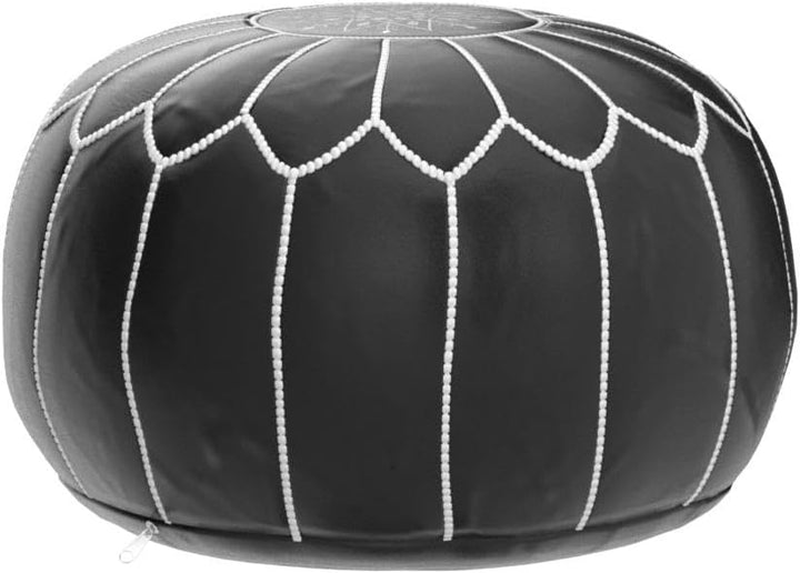 Poufs&Pillows Premium Echt Leder Pouf - Handgefertigt - gefüllt geliefert - Ottoman Sitzsack Fusshoc