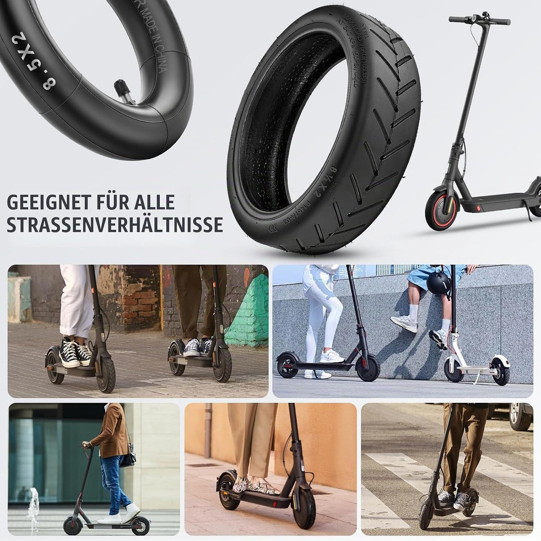 E Scooter Reifen 8 1/2 x2 Schlauch für Xiaomi Pro 2/Pro/M365/1S/Mi 3, 50/75-6.1 Reifen und Schlauch
