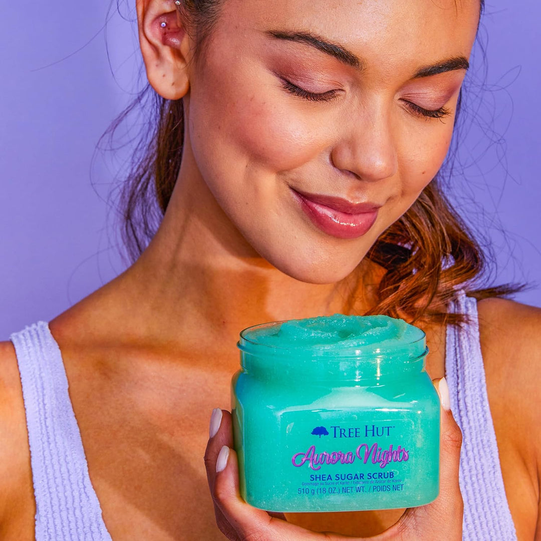 Tree Hut Aurora Nights Shea Sugar Scrub, Peeling Körperpflege, Körperpeeling, Zuckerpeeling, trocken