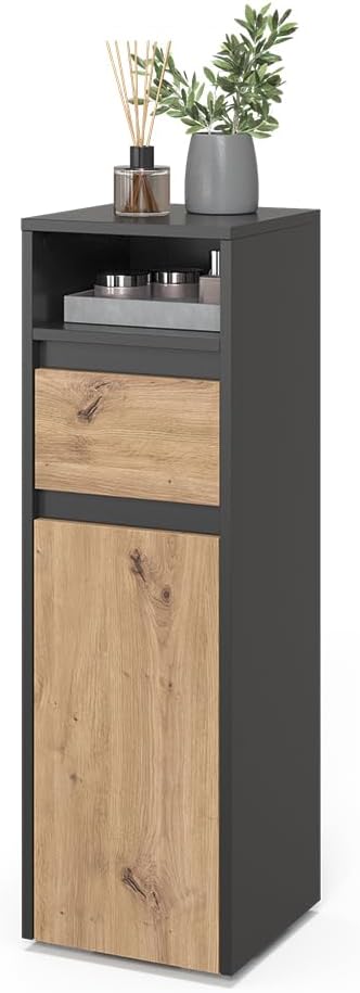 Vicco Midischrank Majest, Artisan, 30.2 x 96.3 cm mit Schublade und Tür, zur Aufbewahrung von Badute