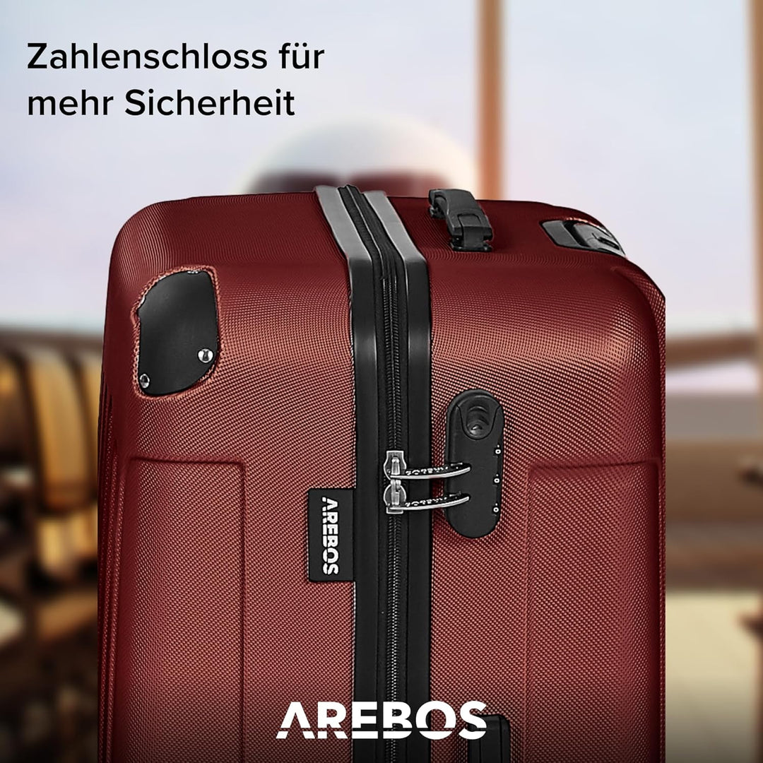 Arebos Reisekoffer 3er Set I ABS-Hartschale I Trolley Kofferset I Teleskopgriff I Inkl. Reissverschl