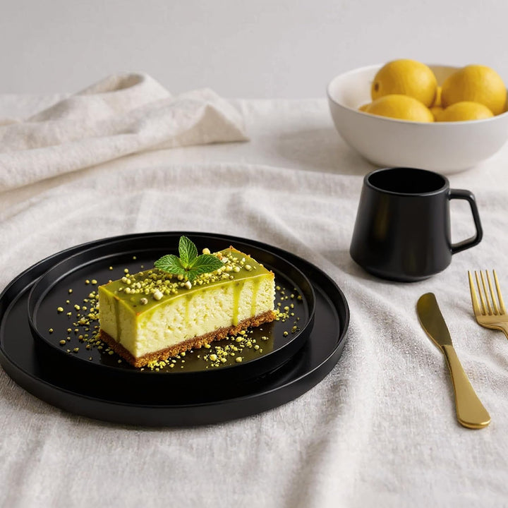 MIAMIO - Teller Set, 4er Set Speiseteller (26 cm) - Luxe (Schwarz) | Modernes Keramik Teller Set, Te