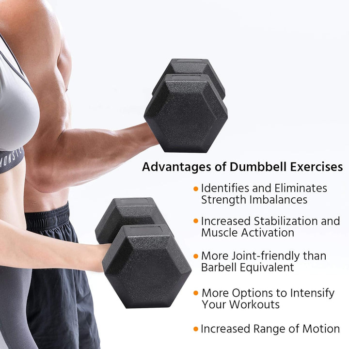 Yaheetech 2 Stück Hantel Set 4/5/6/7,5/8/10 Kg Kurzhanteln Gusseisen Hexagon Hanteln Gewichte Traini