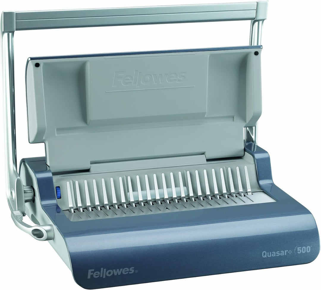 Fellowes Quasar+ 500 Plastikbindegerät mit Dokumentmessfunktion, Bindeleistung 500 Blatt, Stanzleist