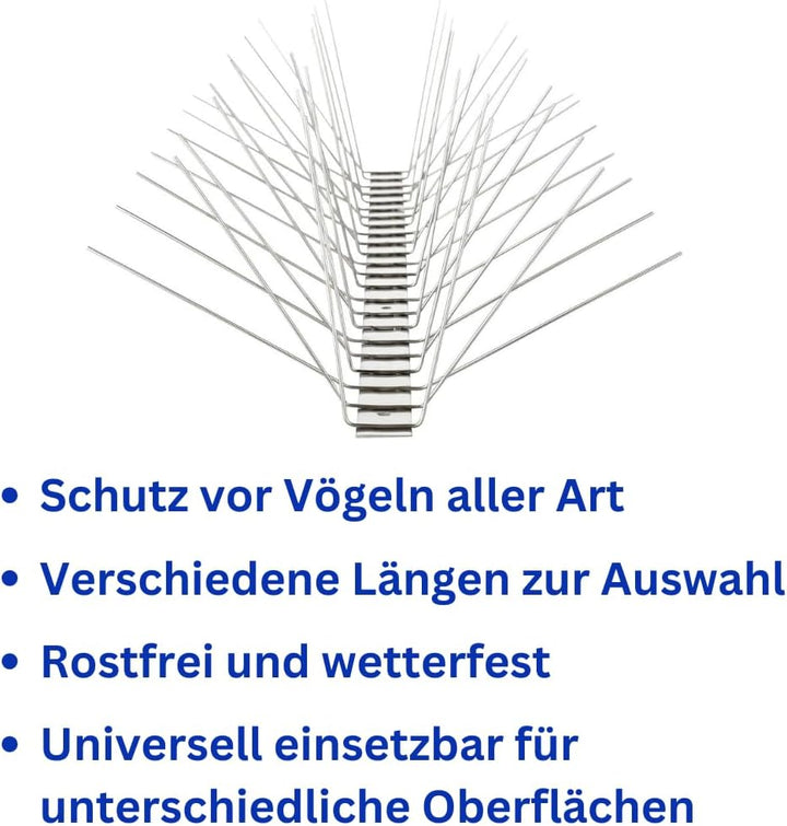 Profi Edelstahl Taubenspikes 6 Reihig - Effektive Taubenabwehr- Vogelabwehr Edelstahlleiste Spikes f