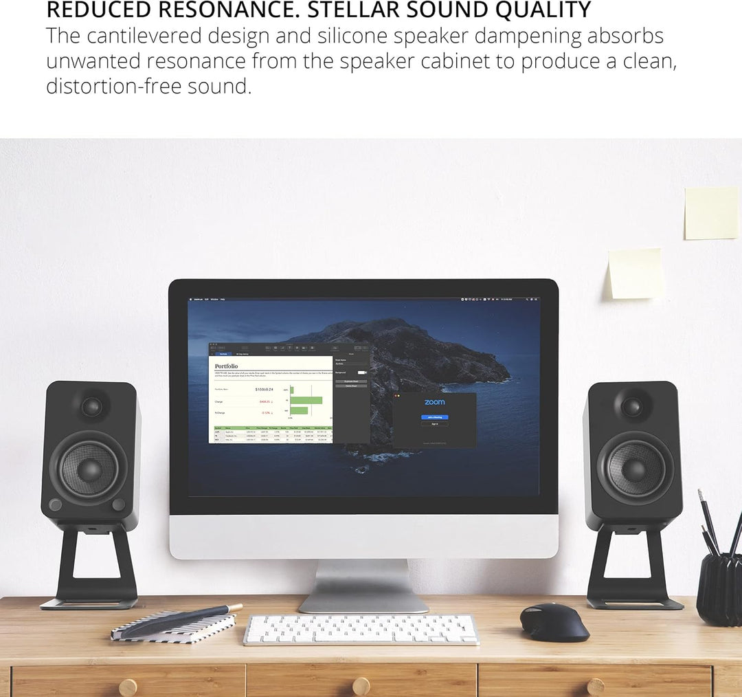 Kanto SE4 Elevated Desktop Speaker Stands for Midsize Speakers | Universal Compatibility | Supports