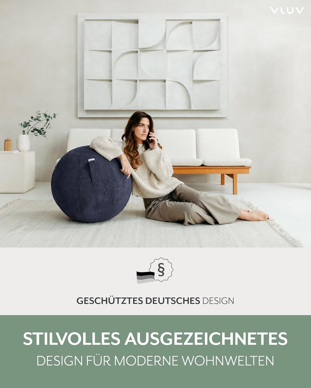 VLUV® BOL VLIP Sitzball Büro Ergonomisch [Atmungsaktiv mit Tragegriff und Wegrollschutz] Waschbarer