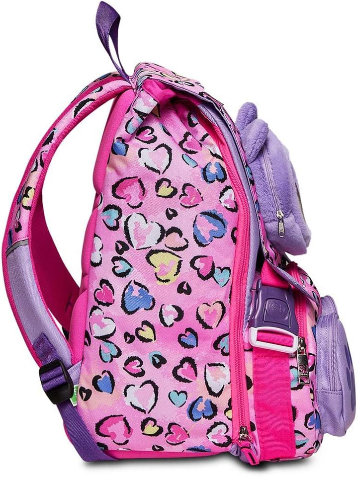 SJ Rucksack für Schule, erweiterbar, gross, Fleecy Girl – Bär – Grundschule – Mädchen, Rebel Pink, T
