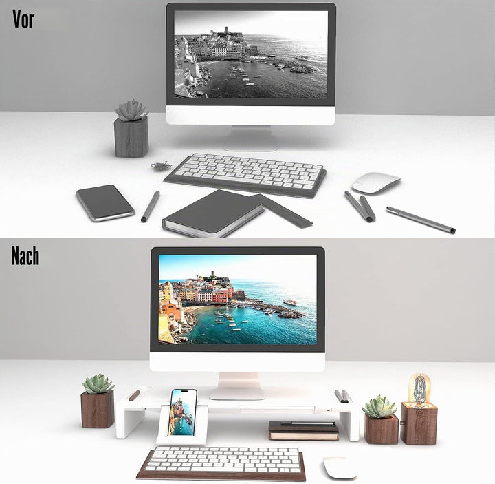 OImaster Monitorständer Riser, klappbar, höhenverstellbarer Computerständer mit Schublade & Stiftefa