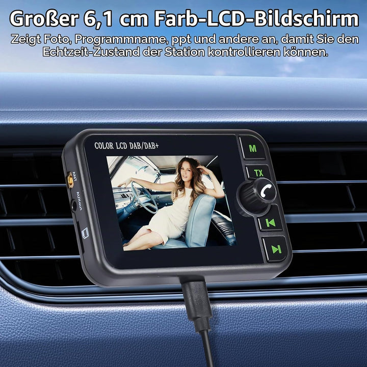 Hikity DAB/DAB+ Tragbarer Radio Adapter mit 2.4 Zoll Color Large LCD Display für Android Autoradio m