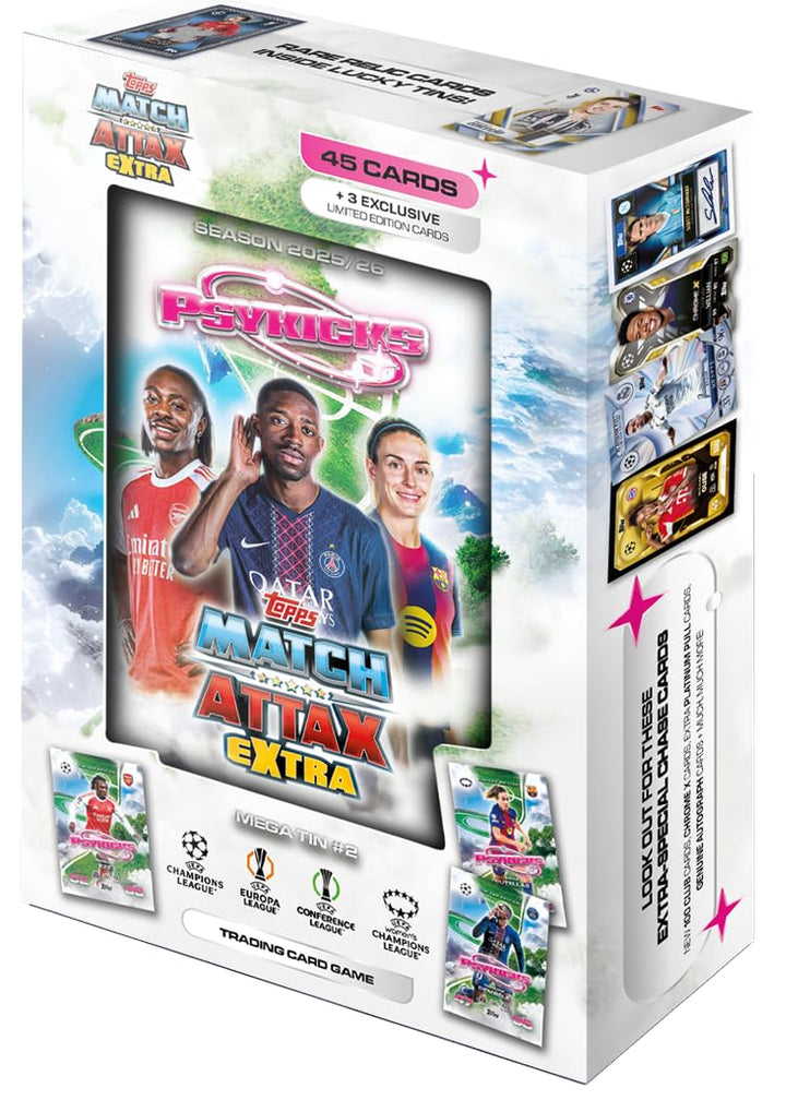 Topps UCC Match Attax Extra 2026 - Mega Tin - Pyskicks - enthält 48 Karten, darunter 3 Pyskicks-LE-K