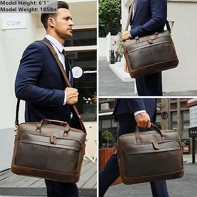 TIDING Laptoptasche Leder Herren 17 Zoll Laptop Aktentasche Business Tasche Arbeitstasche Vintage Ha