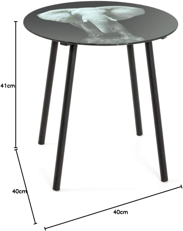 HAKU Möbel Beistelltisch, Metall, schwarz-Motiv, Ø 40 x H 41 cm Modern Schwarz-motiv, Modern Schwarz