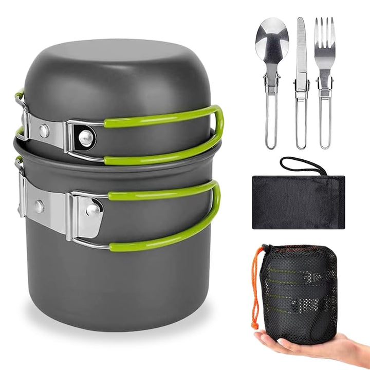Udbrud Camping Kochgeschirr Set, Tragbar Camping Geschirr Set Ultraleicht Camping Topf Pfanne Set kl