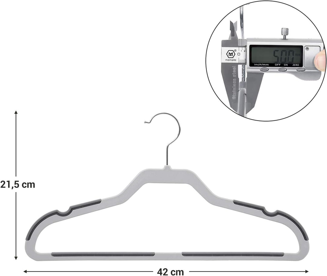SONGMICS Kleiderbügel, 20 Stück Anzugbügel, flache Bügel mit 360° Drehhaken, doppelter Anti-Rutsch-S
