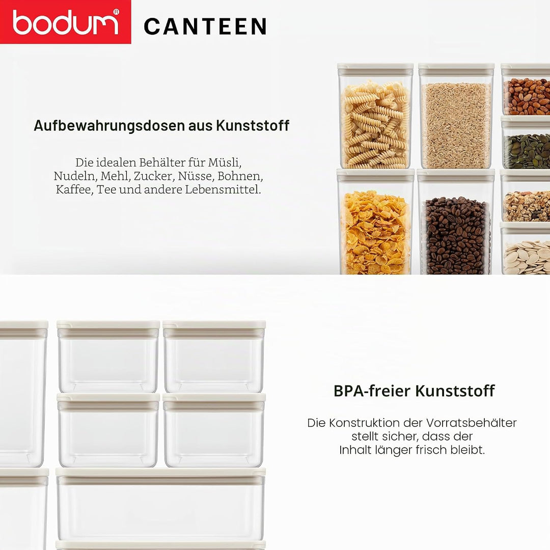 Bodum Vorratsdosen Set CANTEEN – 6-teilig mit weissen Deckeln – BPA-frei & spülmaschinenfest – Stape