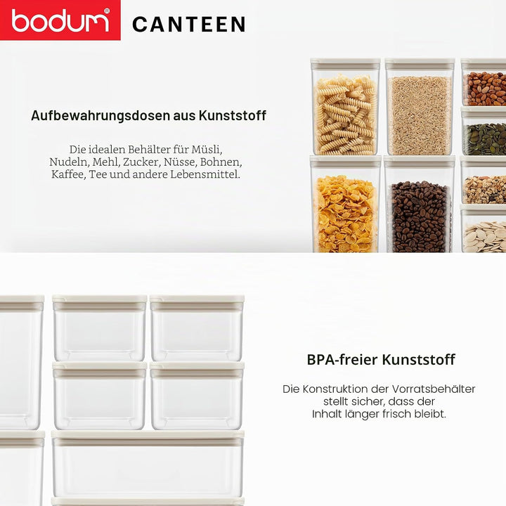 Bodum Vorratsdosen Set CANTEEN – 6-teilig mit weissen Deckeln – BPA-frei & spülmaschinenfest – Stape