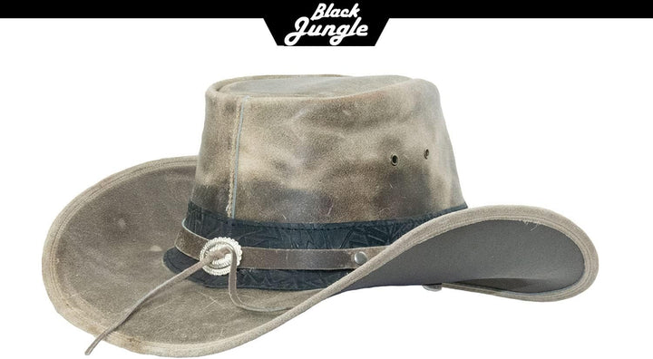 Black Jungle Ontario Outdoor Western Lederhut Australien Cowboy Lederhüte Reiterhut Unisex S Charcoa