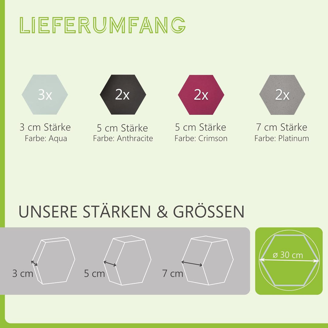 platino24 Akustikpaneele 9 Elemente Edition LOFT 3D I Ø 300mm Akustikplatten Schalldämmung Wand & De