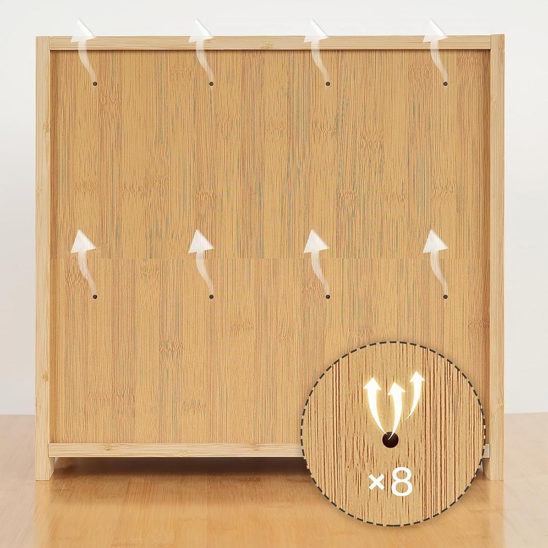 HOOBRO Brotkasten Bambus, 2-stöckiger Brotkorb, Brotbox, Brotaufbewahrung mit Rolldeckel und Vitrine
