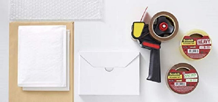 3M Scotch Abroller für Paketklebeband + 2 Rollen Scotch Hochwertiges Klebeband, 50 mm x 66 m, Braun