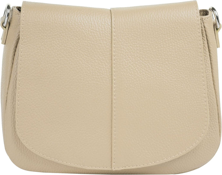 Umhängetasche Echt Leder Damen Made in Italy | Handtasche mit Deckelklappe | elegante Crossbody Bag