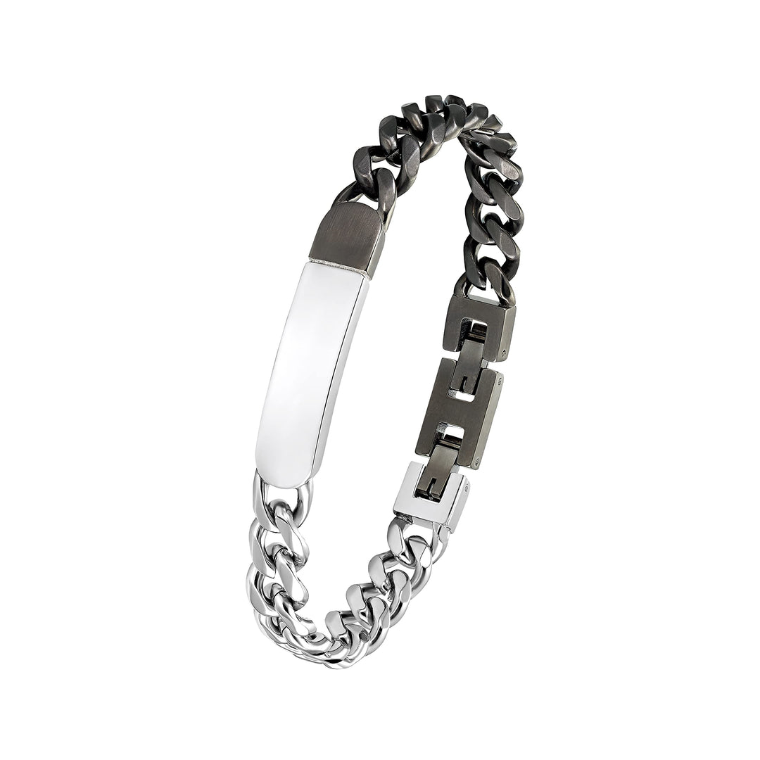 s.Oliver Identarmband Edelstahl Herren Armschmuck, 19,5+1,5 cm, Schwarz, Kommt in Schmuck Geschenk B