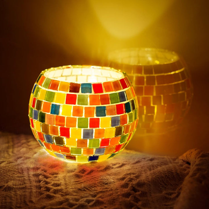 Glasmosaik-Kerzenhalter-Kit, Kreatives DIY-Mosaik-Kunst und Bastelset für Kinder Erwachsene, Teelich